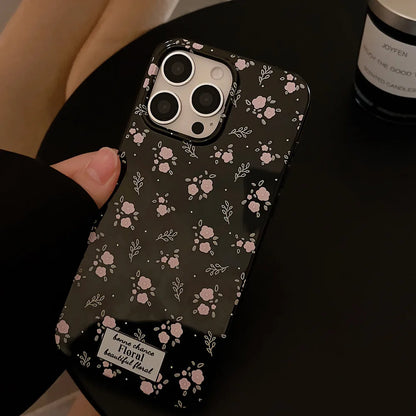 Korean Cute Flower Phone Case  For iPhone 16 15 14 13 12 11 Pro Max XS XR 7 8 Plus SE Mini Soft Shockproof Protective Back Cover