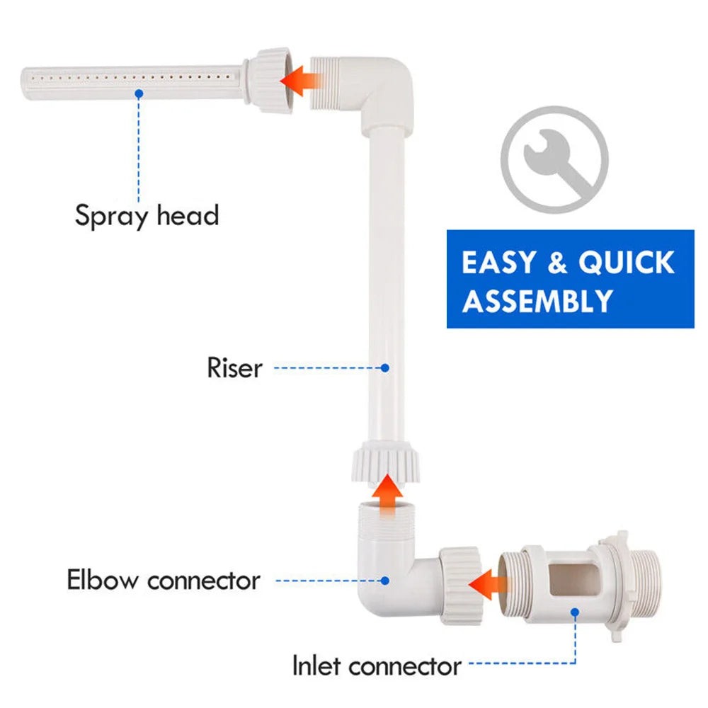1PCS Pool Waterfall Fountain Kit PVC features fountain trim for easy installation of pool accessories