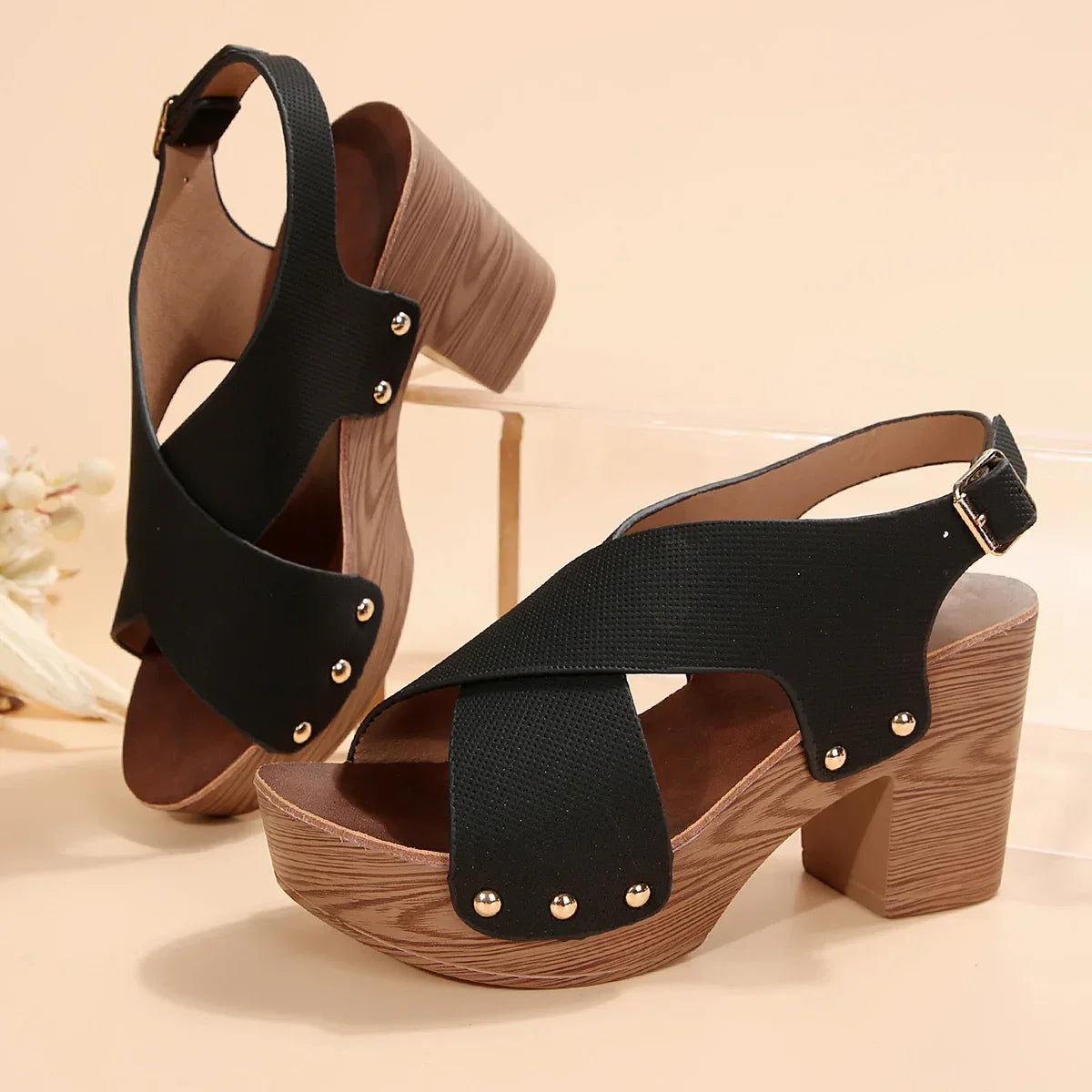 Sandal of Women British Style Rome Shoe Comfy Soft High Heels Summer Sandalias Metal Buckle Casual Slipper Wedge Platform Sandal