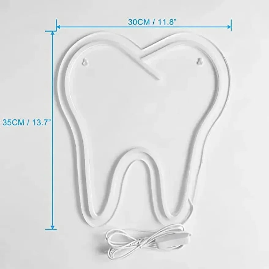 Tooth Neon Sign Teeth Sign LED Neon Light Sign Dental Office Decor Wall Hangings Large Led Neon Lights Dentistry Wall Decoration