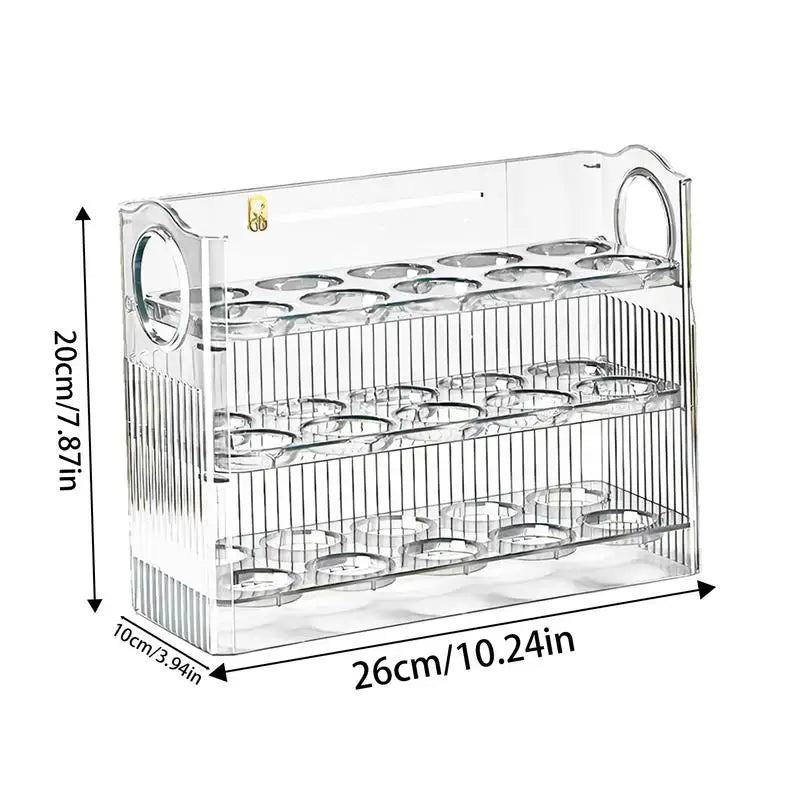 Egg Holder for Fridge 3-Tier Egg Organizer for Fridge With Time Scale Large Capacity Reversible Egg Rack Space-Saving Egg Keeper
