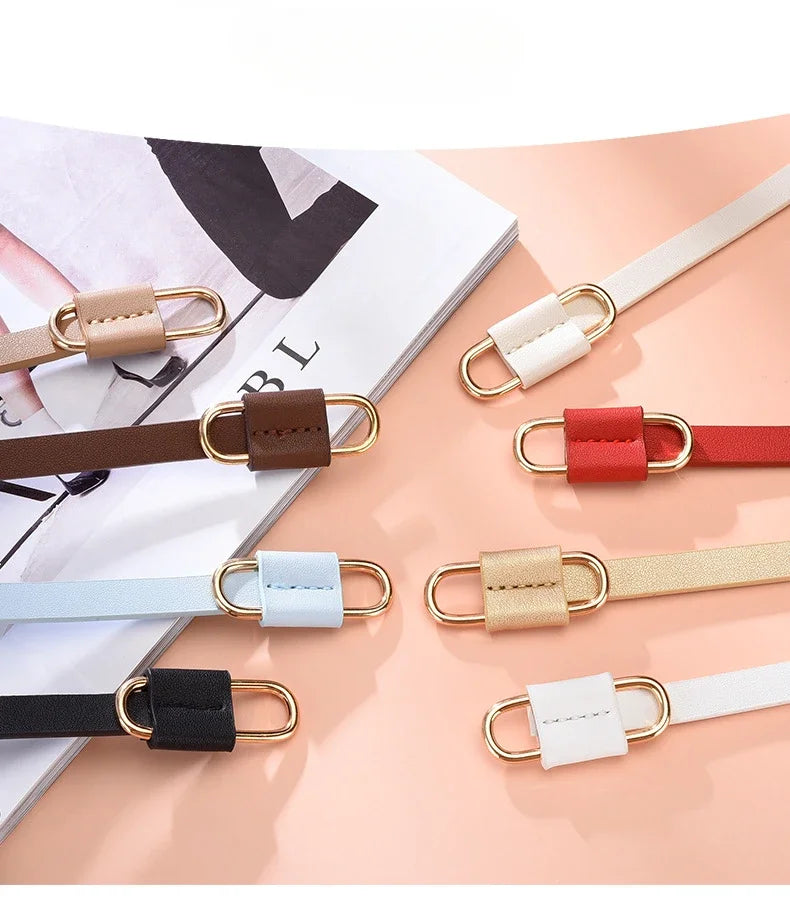 Metal Buckle Thin Stretchy Waist Belt Striped Elastic Waistband Elegant Women Girdle Female Belt Fashion Apparel Accessories New