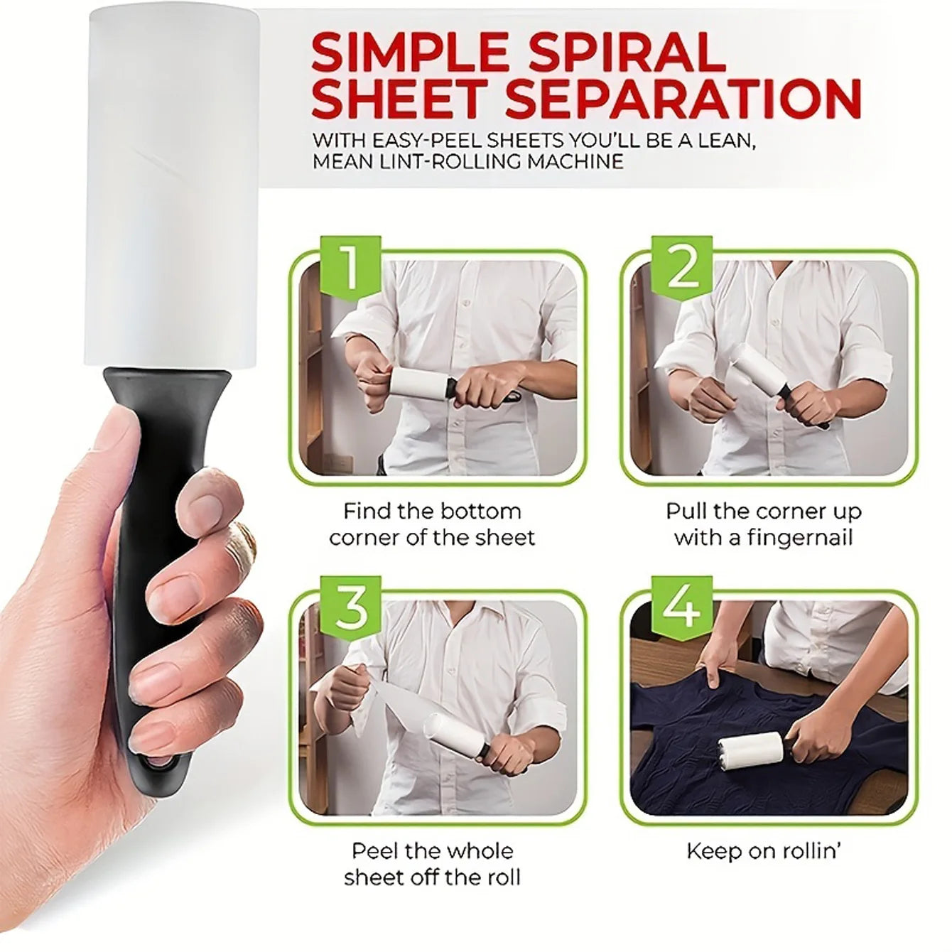 Pet Hair Lint Remover Roller Kit Extra Sticky Disposable Refills for Dog Owners, Efficient Carpet Pile and Clothes Fluff Remover