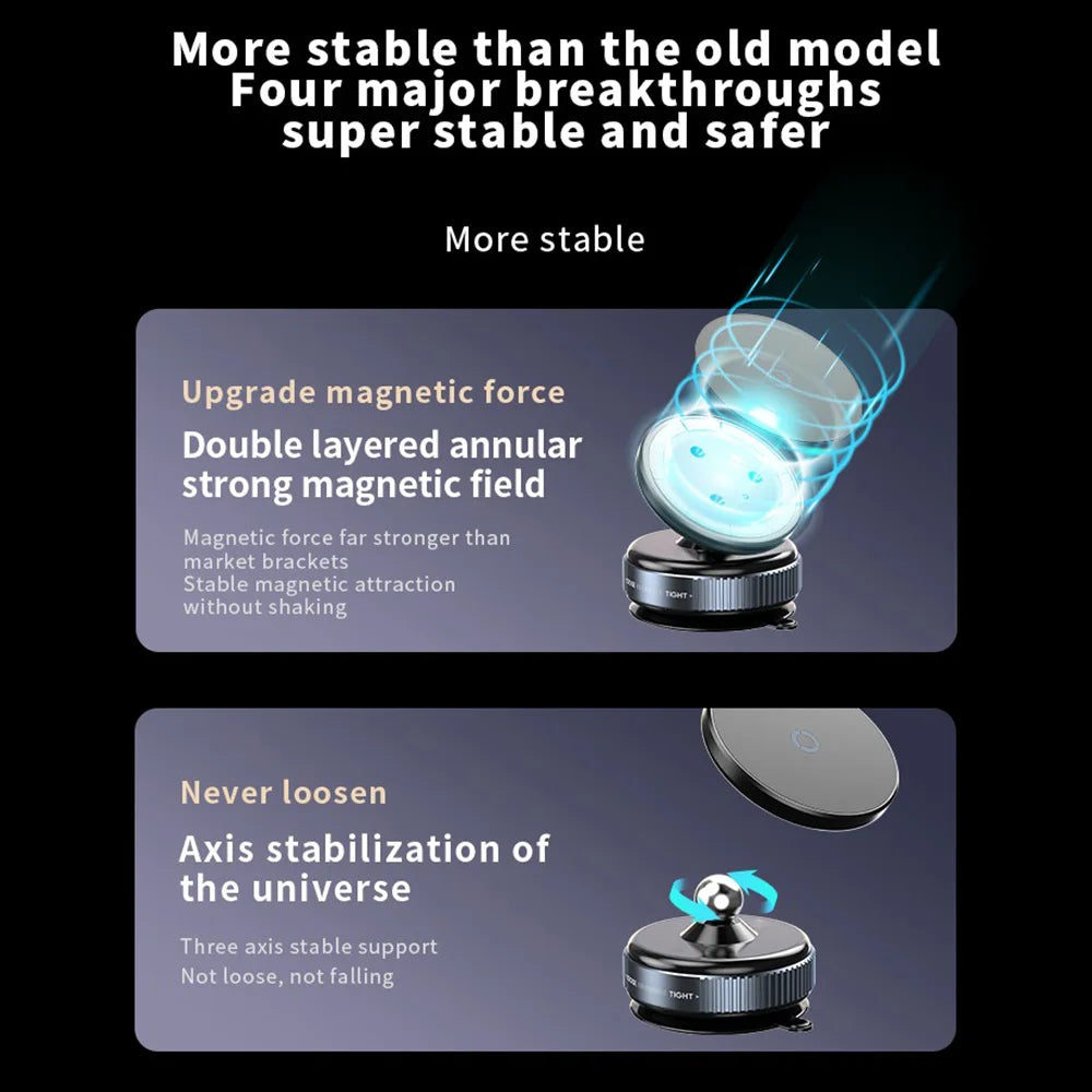 Car Phone Holder Magnetic Mount 360° Rotating Vacuum Adsorption Strong Magnet For iPhone 12 13 14 15 Pro Max
