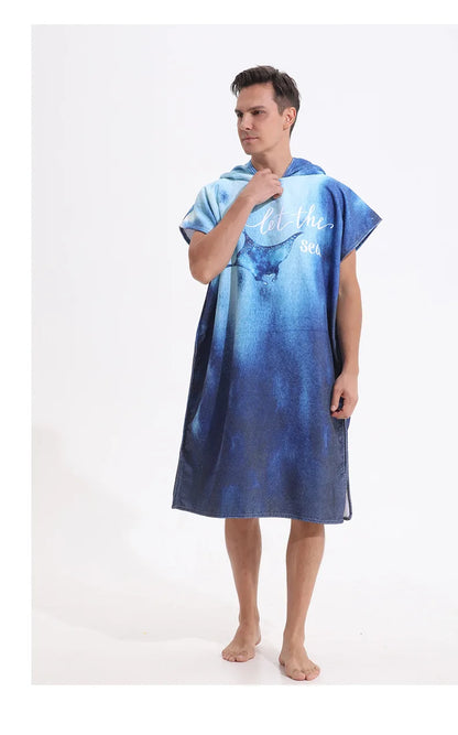 Beach Towel with Hood for Men and Women Hooded Towels Bath Robe for adult Quick Dry Lightweight Soft Microfiber Poncho Swim Robe