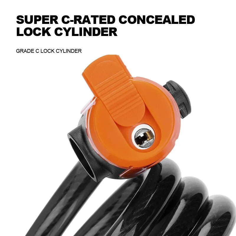 Xunting Bike Lock Coiled Secure Keys Bike Cable Lock with Mounting Bracket Weathproof Anti Theft Scooter Bicycle Lock