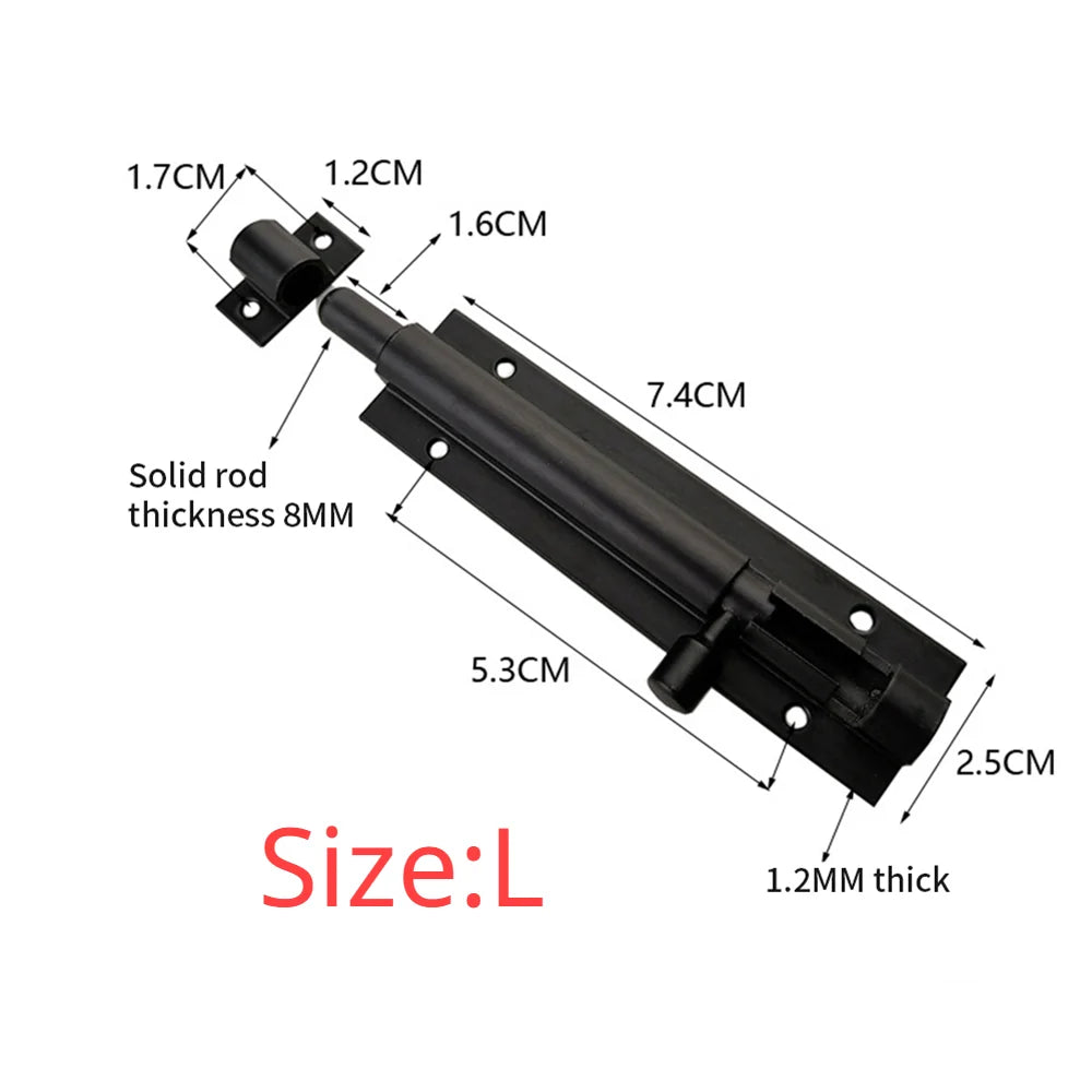 Black Door Lock Barrel Aluminum Alloy Door Lock Latch for Home Hardware Gate Safety Door Bolt Tower Window Catch Lock Silver