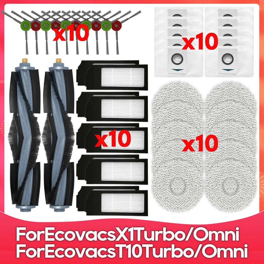 Compatible For ( Ecovacs X1 Turbo, X1 Omni, T10 Turbo, T10 Omni ) Main Side Brush Filter Mop Dust Bag Robot Vacuums Accessory