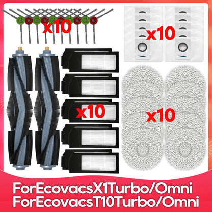 Compatible For ( Ecovacs X1 Turbo, X1 Omni, T10 Turbo, T10 Omni ) Main Side Brush Filter Mop Dust Bag Robot Vacuums Accessory
