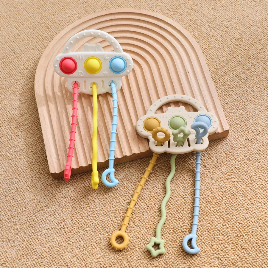 Baby Silicone Teether Toy Food Grade Silicone Pull String Training Teething Sensory Toys for Newborn Relieve Dentia Chew Toys