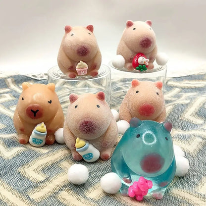 Random 1PC Pink White Capybara Squeezing Toys Squishy Toys Capybara Stress Relief Toys Pinch Stretch Decompress Stress Toys