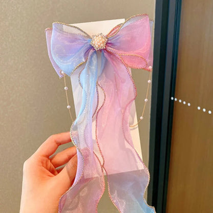 Fashion Hair Accessories New Girls Cute Colorful Chiffon Bow Ribbon Hairpins Children Sweet Hair Clips Hair Accessories