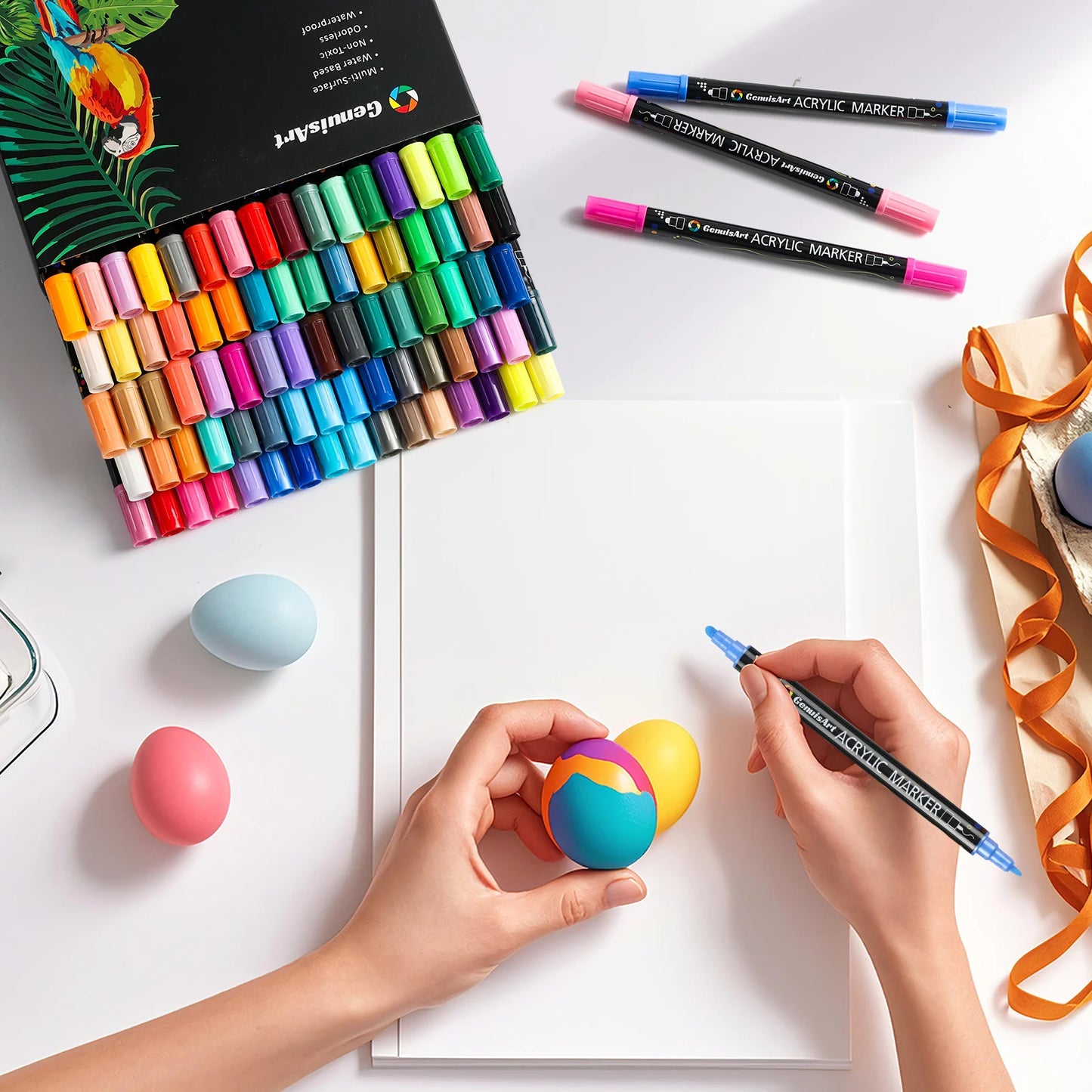 12/24/36/48/60/80 Colors Dual Tip Acrylic Paint Pens Markers Art Supplies for Wood, Rocks, Canvas, Glass, Ceramic, DIY, Graffiti