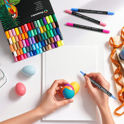 12/24/36/48/60/80 Colors Dual Tip Acrylic Paint Pens Markers Art Supplies for Wood, Rocks, Canvas, Glass, Ceramic, DIY, Graffiti