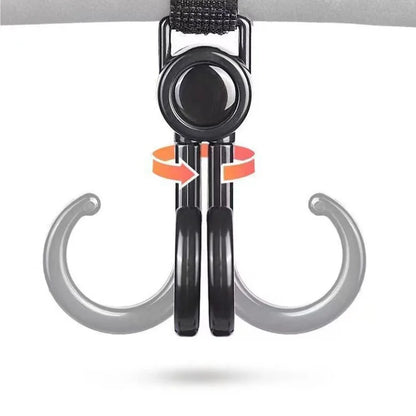 500Pcs/Lot Double Hooks Baby Stroller Electric Vehicle Motorcycles Scooters Rotate 360 Degree Organizer Hook For Bicycles LX6298