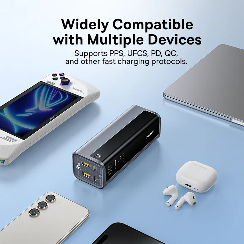 Baseus 145W Power Bank 20800mAh Dual USB A USB C PD 100W Fast Charging Digital Display Portable PowerBank for Laptop Phone Steam