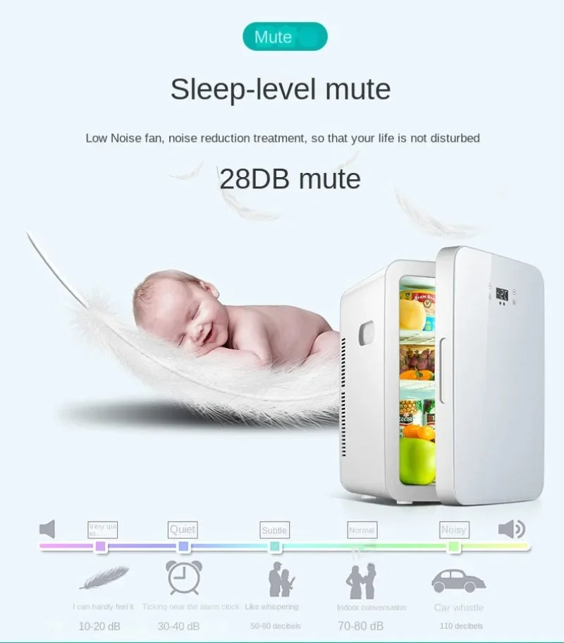 Mini Fridge 25L Dual-Core Compact Refrigerator For Car Portable AC/DC Small Cooler And Warmer With Digital Temperature Control