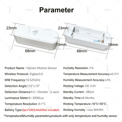 Smart Life 10G Human Motion Sensor Tuya Zigbee MmWave Radar Detector with Luminance Temperature Humidity Sensor Upgraded Sensor