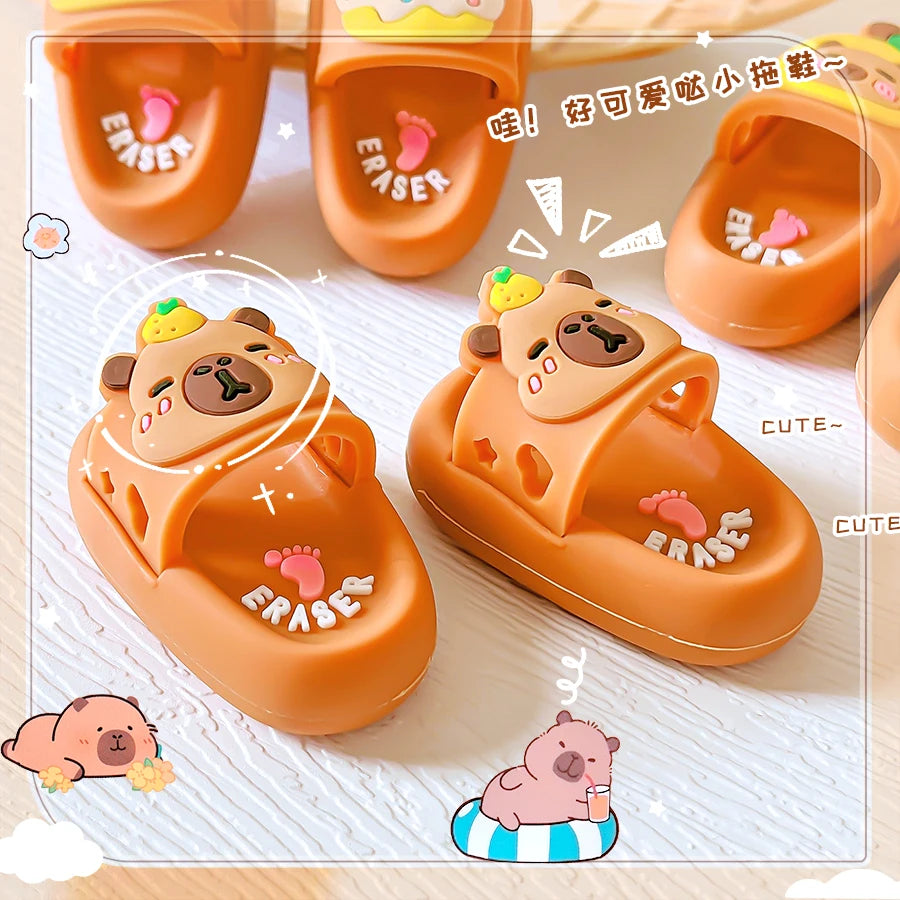 school teacher gift back to school supplies Aesthetic cute stationery Kawaii capybara funny erasers Slippers rubber cute things