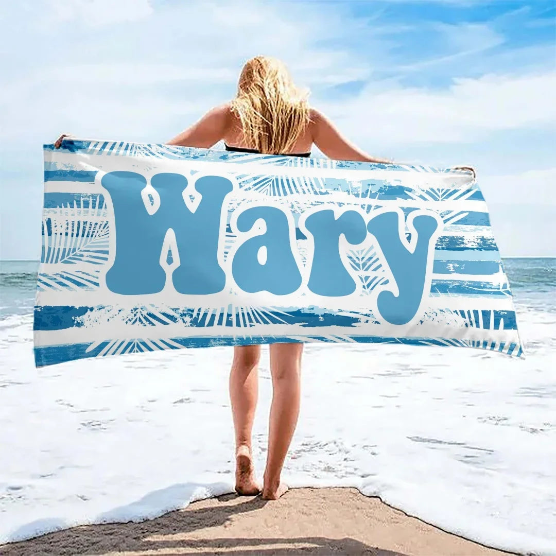Bohemian Custom Names Beach Towels Stripe Microfiber Towels Absorbent Quick-Drying Soft Yoga Swimming Towels For Men Women Kids