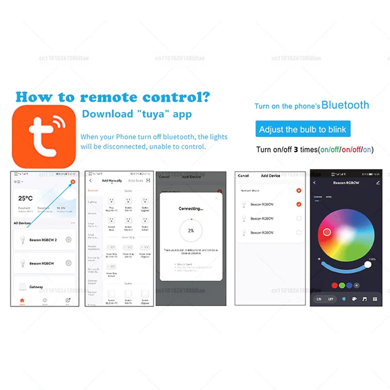 Tuya Bluetooth Smart Light Bulb LED RGBCW E27 E14 GU10 Timed Group Control For Multiple Scene Modes Music Mode 9W 5W