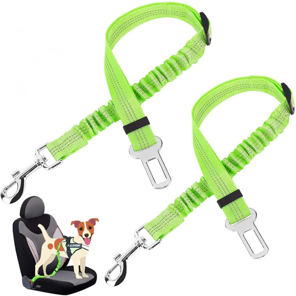 Reflective Dog Seat Belt - Adjustable and Durable Nylon Harness with Bungee Fabric Belt for Safe and Secure Car Travel