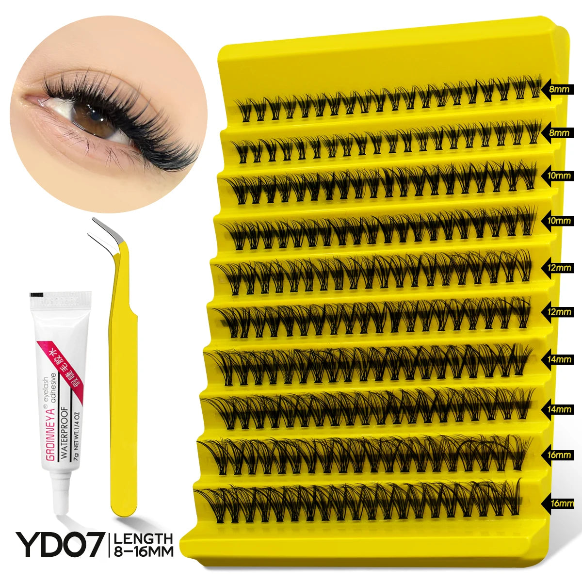 Diy Lash Extension Kit Cluster Eyelash Extension Kit Individual Lashes Kit Lash Bond and Seal Lash Glue and Lash Tweezers Makeup