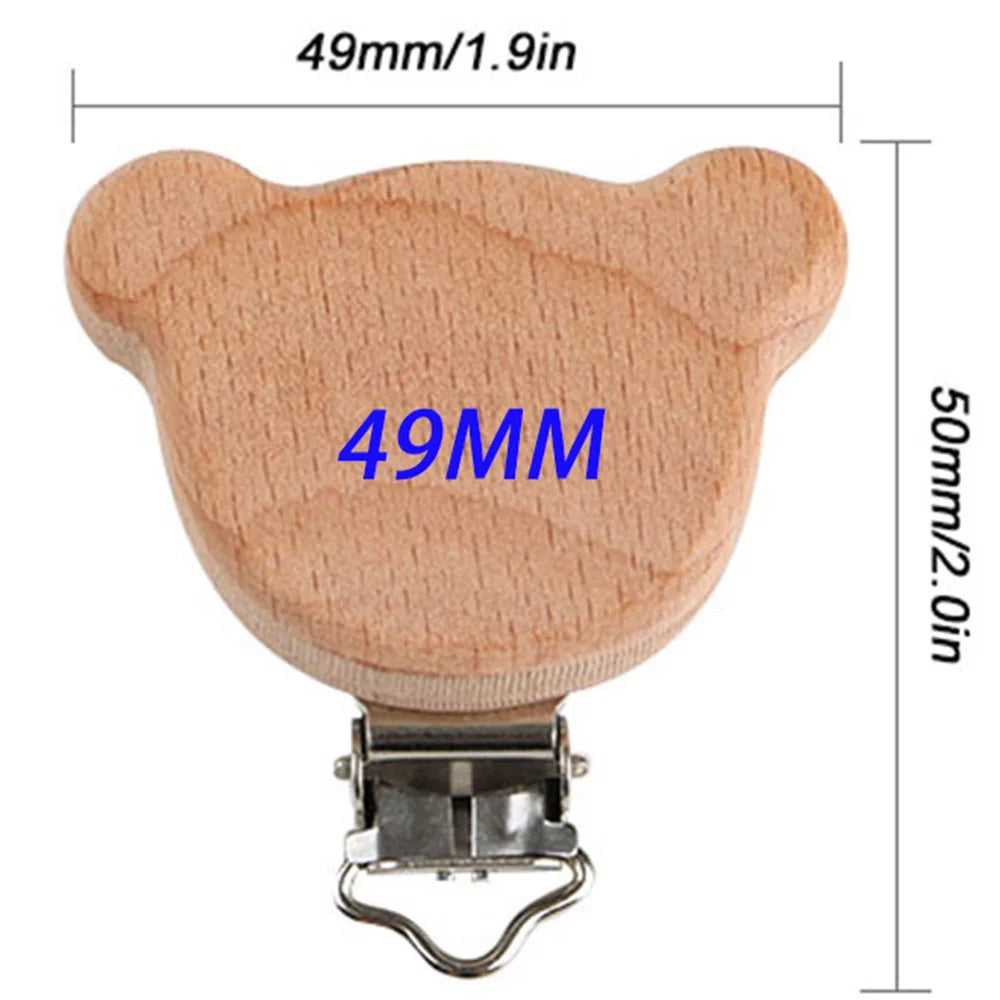 Kovict 5Pcs 19 Styles Beech Wooden Clips Metal Bracket DIY Pacifier Chain Handmade Crafts Accessories