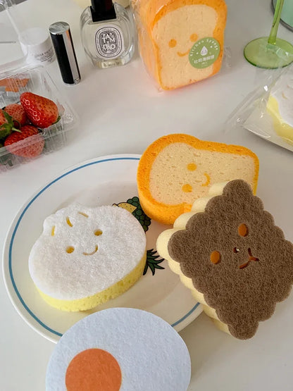 Cute Magic Sponge Kitchen Cleaning Tools Gadgets Dishwashing Sponges Egg Toast  Kawaii Items  Bathroom Dishwasher