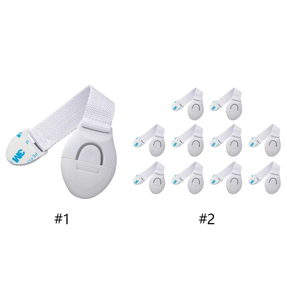 1/10pcs Child Safety Strap Locks No Drilling Cabinet Latches Adhesive Kids Proof for Cupboards Door Window Refrigerator