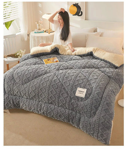 New Super Thick Winter Warm Blanket for Bed Artificial Lamb Cashmere Weighted Blankets Soft Comfortable Warmth Quilt Comforter