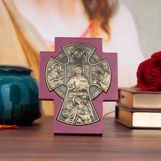 Orthodox Church Icon Metal Jesus Statue Religion Character Image Church Home Wall Hanging Wood Frame Icon
