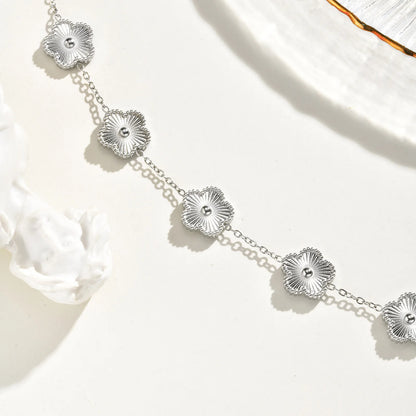 Vnox Stainless Steel Colorful Clover Cute Hand Bracelet For Woman Fashion Five Leaf Flower Lucky Jewelry Accessories Gift To Her