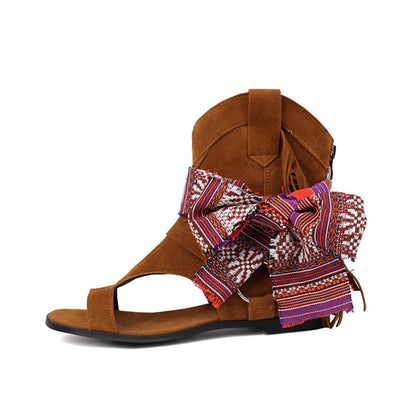 Sandalias De Mujer 2025 Summer Fashion Casual Beach Shoes Flat Women Sandals Bohemian Tassel Cool Boots Super Big Size 50 A05