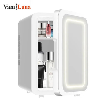 8L Mini Skincare Fridge with LED Mirror - 3-in-1 Portable Cooler & Warmer for Makeup, Face Masks, Perfumes (Home/Office/Car