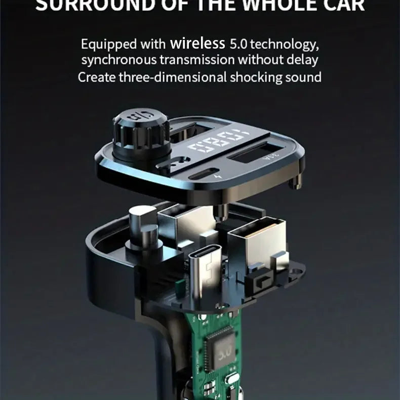 Bluetooth 5.0 FM Transmitter Handsfree Car Radio Modulator MP3 Player With 22.5W USB Super Quick Charge Adapter for Car
