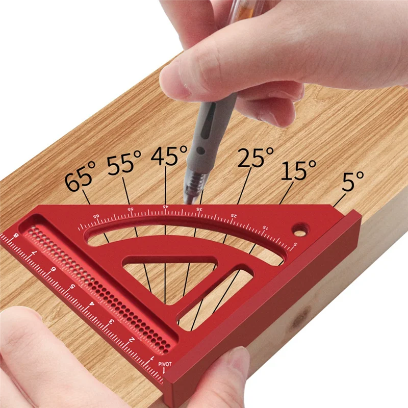 Multi Angle Measuring Ruler,Woodworking Square Protractor,Aluminum Miter Triangle Ruler,Precision Layout Measuring Tool-AT64