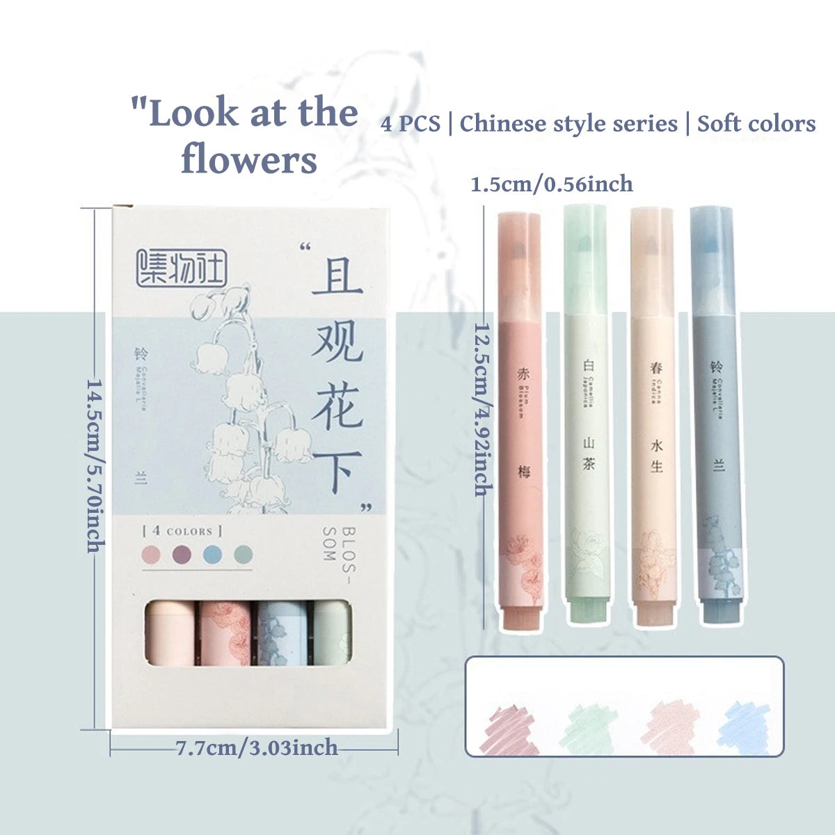 4PCS Retro Style Handbook Pen Marker Graffiti Brush Inscription Pen Office Culture and Educational Supplies