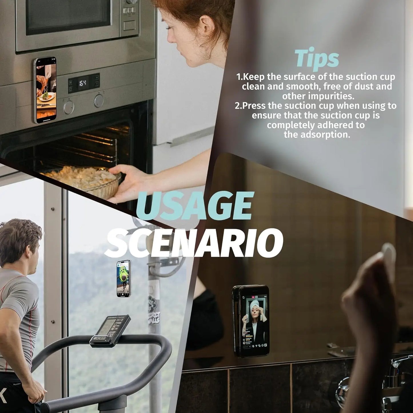 Heart Shape Double Sided Phone Suction Holder, Multi-Purpose Silicone Suction Cup Phone Mount Phone Case Sticky Phone Grip