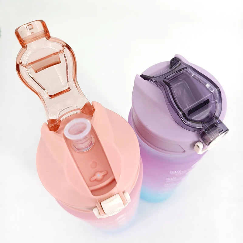 750ML Water Bottle with Straw Motivational Sport Water Bottle for Girls Leakproof Drinking Bottles Outdoor Travel Fitness Jugs
