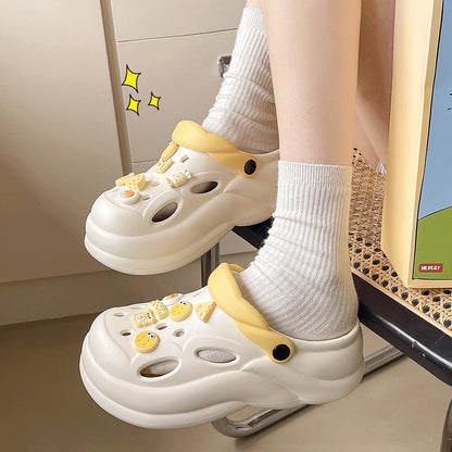 Women Thick Bottom Hole Shoes Summer Beach Platform Sandals Fashion Comfortable Indoor Outdoor Slippers