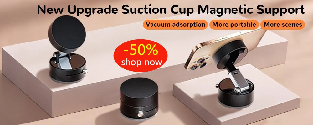 Car Magnetic Folding Phone Holder 360 Degree Rotation Phone Mount Suction Cup Car Navigation Phone Holder AntiShake Bracket