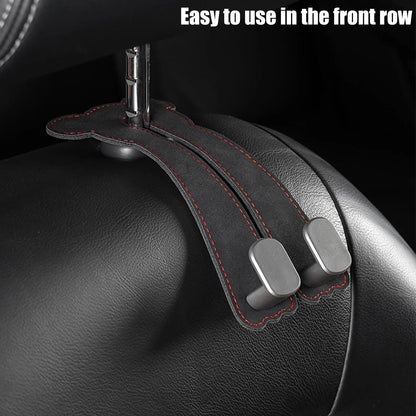 Car Seat Hooks for Headrest Leather Car Seat Headrest Double Hook Car Back Seat Headrest Hooks for Handbags