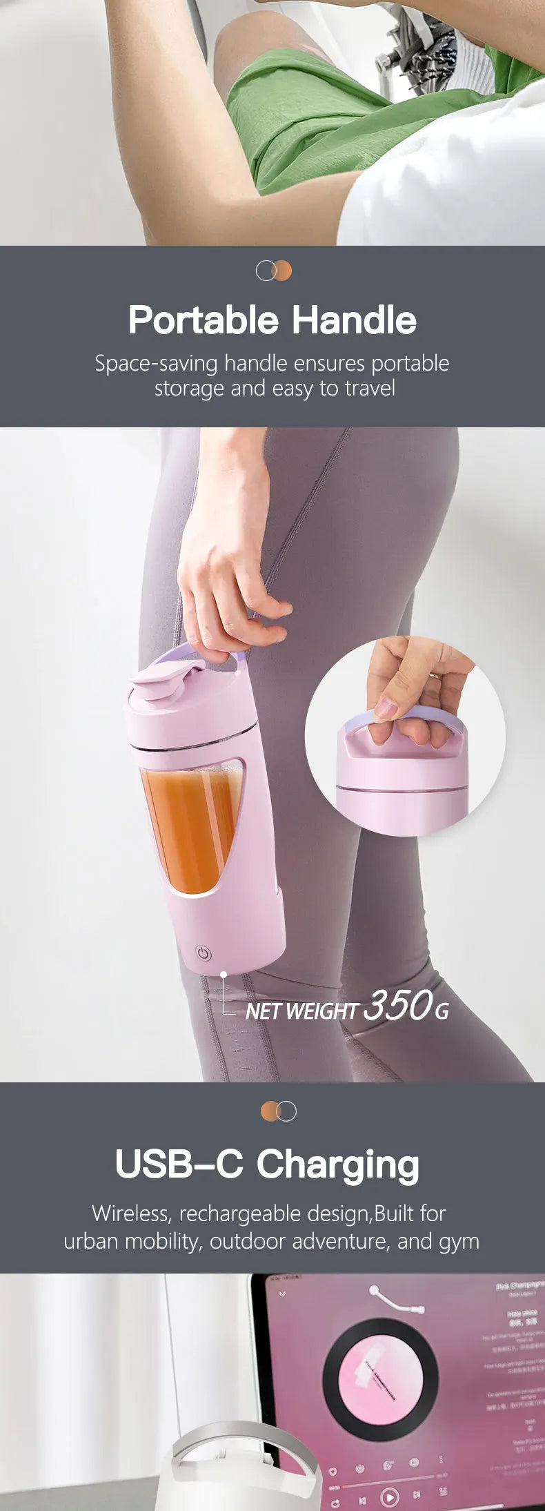 700ml new USB Electric Protein Shaker Bottle Portable Rechargeable Blender Cup Multipurpose 650ml Mixing Cups for Fitness