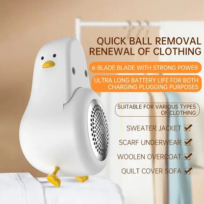 Lint Remover For Clothes Usb Electric Rechargeable Hair Ball Trimmer Fuzz Clothes Sweater Shaver Reels Removal Device ﻿Cute Duck