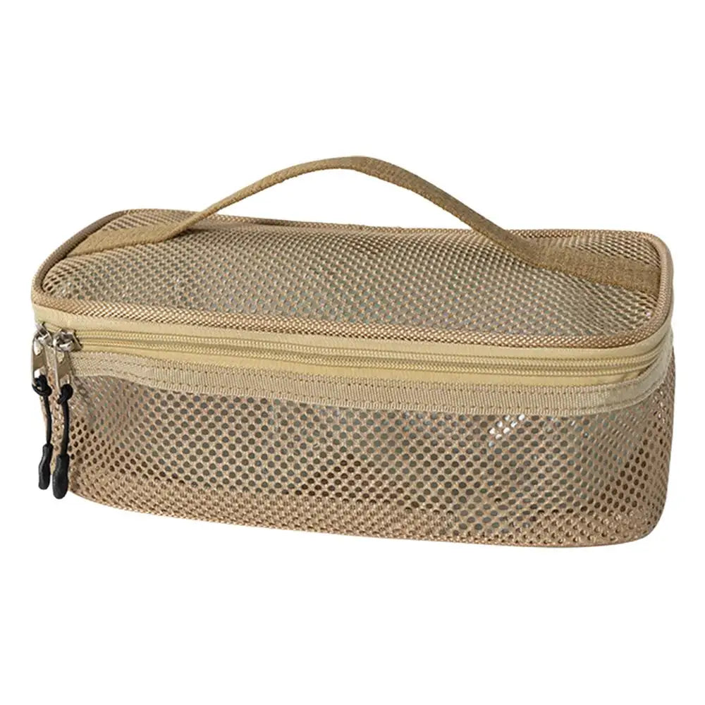 Camping Utensil Bag Road Trip Portable Cookware Pouch Large Mesh Portable Camp Utensil Bag For Picnic Barbecue Traveling