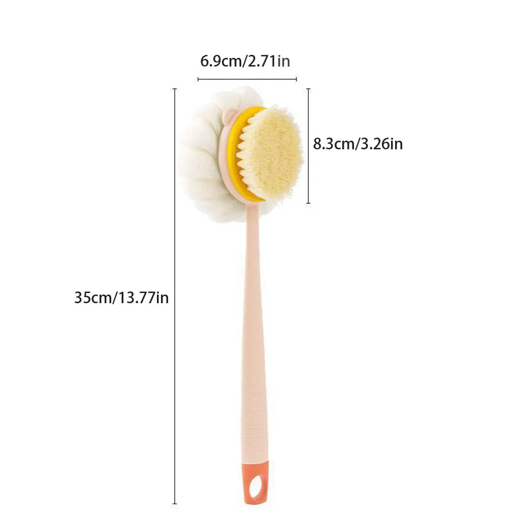 Double-sided Bath Scrubber Bath Brush Long Handle Soft Hair Bath Brush Removable Bath Towel Bath Ball Double Side Rub Cleaning