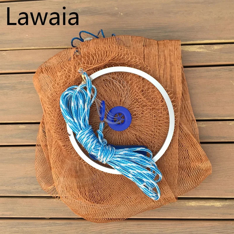 Lawaia Hand Cast Net Easy To Cast Net Aluminum Ring Without Sinkers 1.8-7.2m Diameter Fishing Cast Net Rotary Net Fishing Net