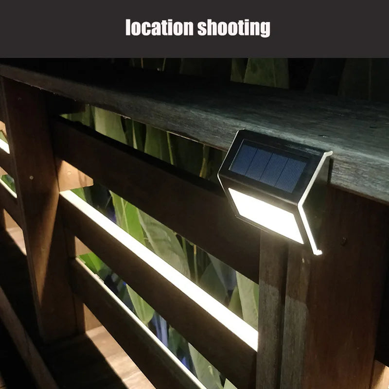 3LED Step Light Stainless Steel Solar Fence Lights Waterproof Outdoor LED Wall Lamps Deck Lights For Stair Garden Fence Patio