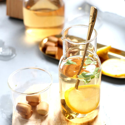 Water Carafe with Tumbler Glass Cold Hot Water Bottle Cup Sets Bedside Water Pitcher High Temperature Resistance Bottle